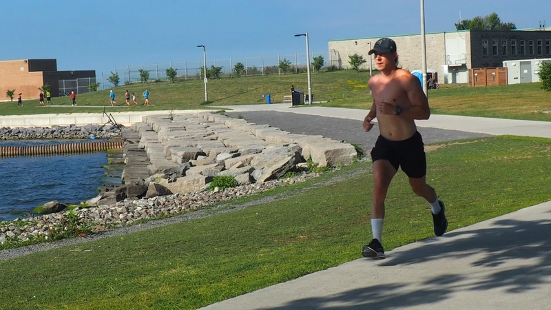 Coming down the straight section of the course