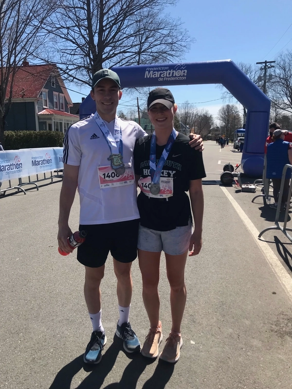 My sister and I, post-marathon