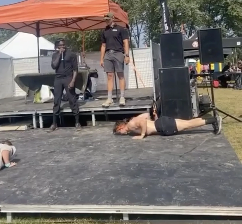 Post-run push-up competition