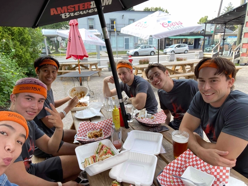 Everybody feeling good with post-run meal